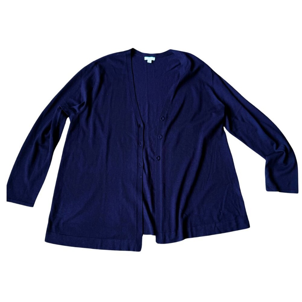 J.JILL eggplant 3 button wool blend cardigan size XL